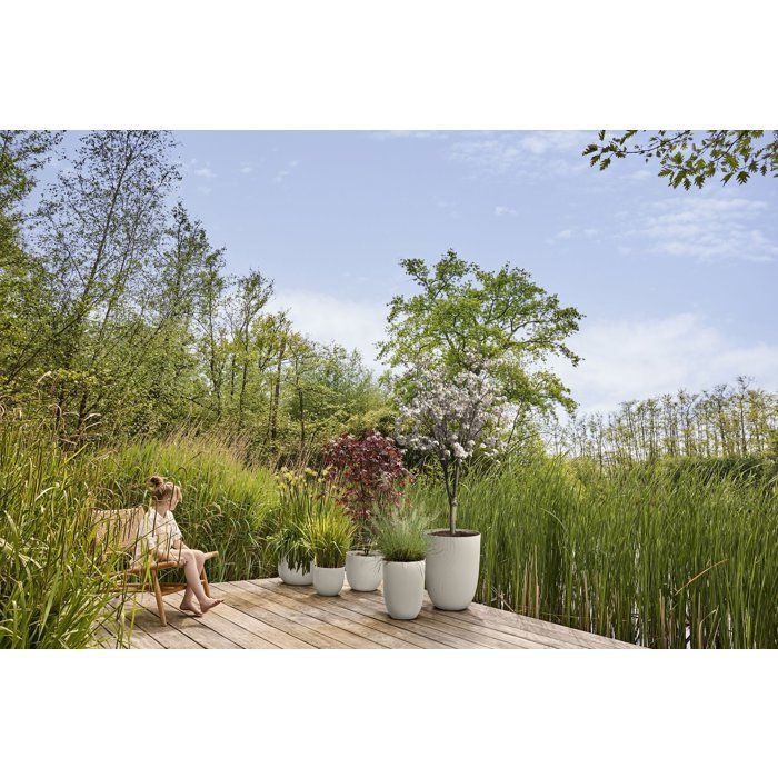 Pot de fleur haut - ELHO - Sereh Haut 30 - 22 L - L 30 x B 29.5 x H 41 cm - Beige - Balcon/intérieur/extérieur