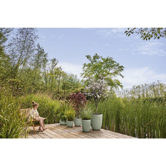 Pot de fleur rond - ELHO - Sereh Rond 60 - 110 L - Ø 59 x H 51 cm - Vert - Intérieur/extérieur