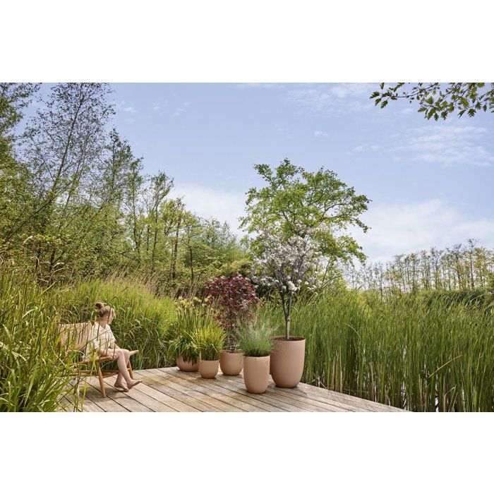 Pot de fleur haut - ELHO - Sereh Haut 40 - 50 L - Ř 39 x H 53 cm - Marron - Balcon/intérieur/extérieur