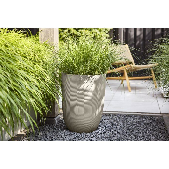Pot de fleur haut - ELHO - Sereh Haut 40 - 50 L - Ø 39 x H 53 cm - Beige - Balcon/intérieur/extérieur