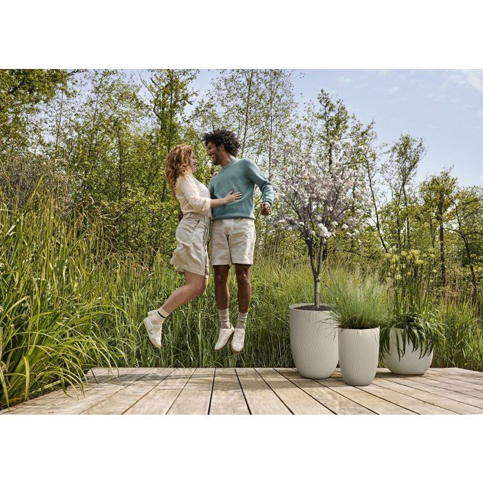 Pot de fleur haut - ELHO - Sereh Haut 40 - 50 L - Ø 39 x H 53 cm - Beige - Balcon/intérieur/extérieur