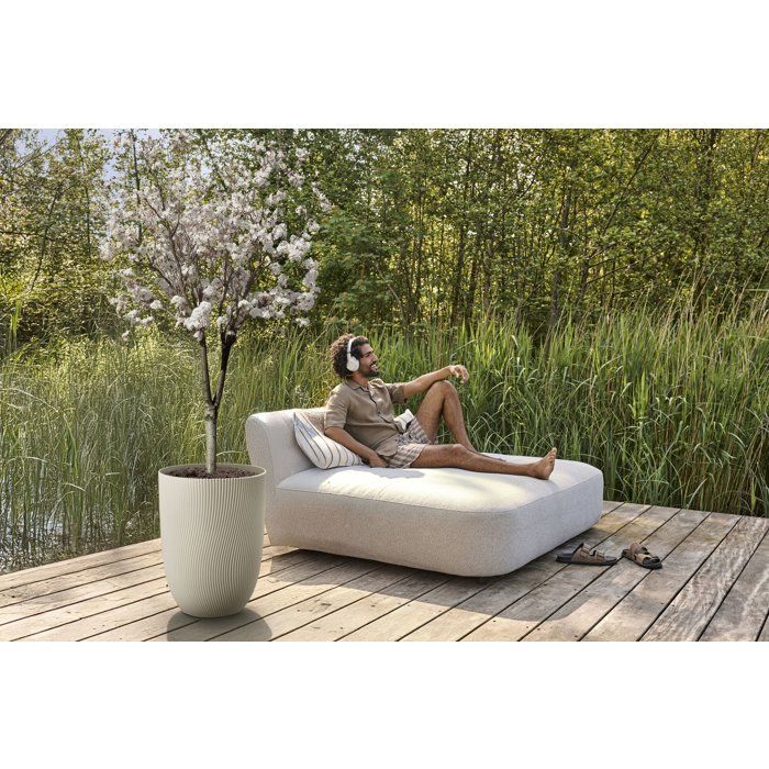 Pot de fleur haut - ELHO - Sereh Haut 40 - 50 L - Ø 39 x H 53 cm - Beige - Balcon/intérieur/extérieur