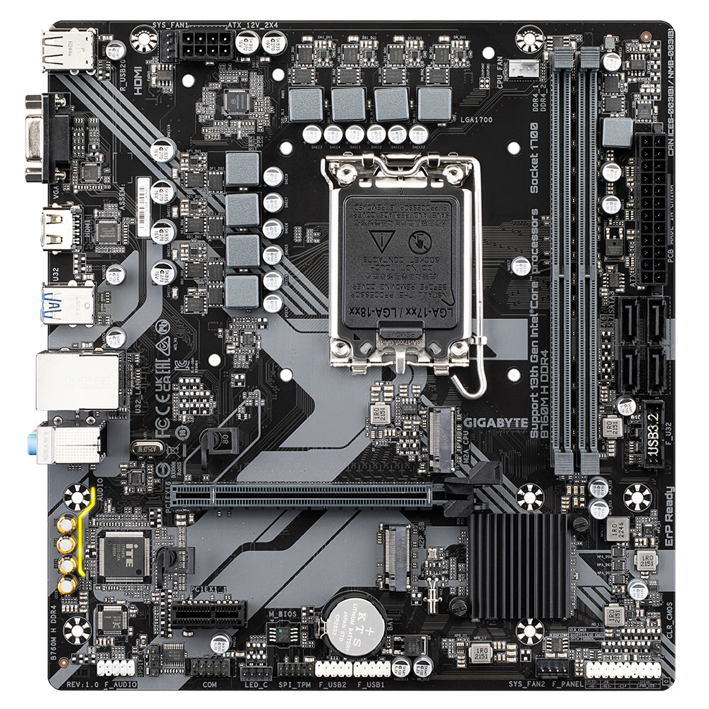 Carte mere - GIGABYTE - B760M H DDR4 - Format Micro-ATX - Chipset Intel B760 - DDR4