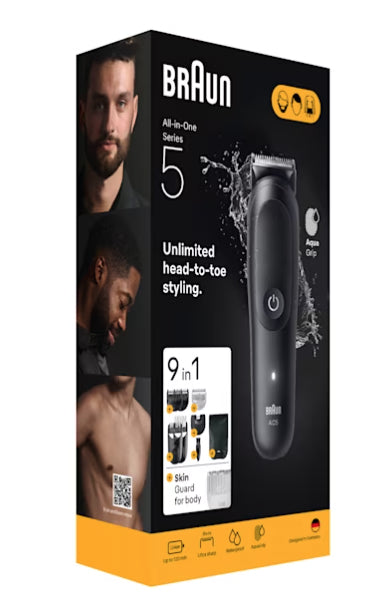 Tondeuse cheveux et barbe - Série 5- BRAUN - AIO5540 - 120 min - 14 réglages - Noir
