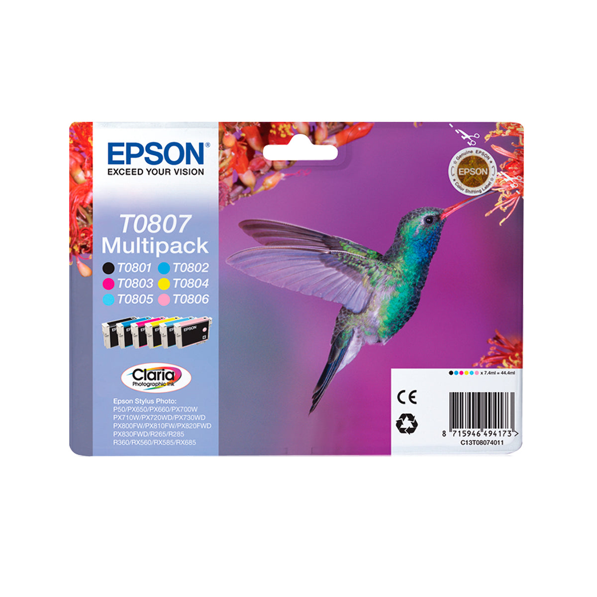 EPSON Cartouche d'encre T0805 Cyan clair - Colibri (C13T08054011)