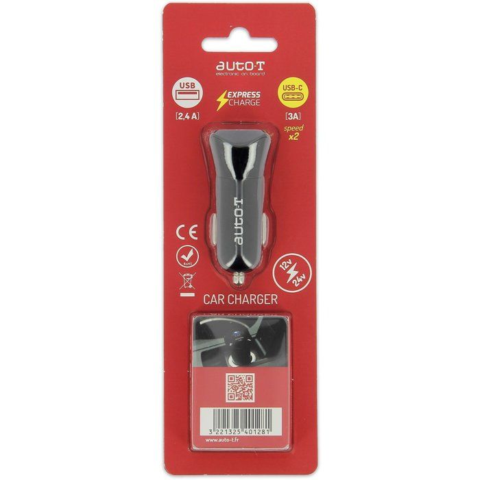 Prise - AUTO T - 540128 - 12/24 V - USB - USB-C