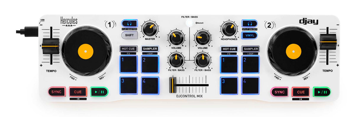 HERCULES DJ CONTROL MIX - Contrôleur DJ Bluetooth pour Smartphone (iOS et Android) - App djay - 2 voies
