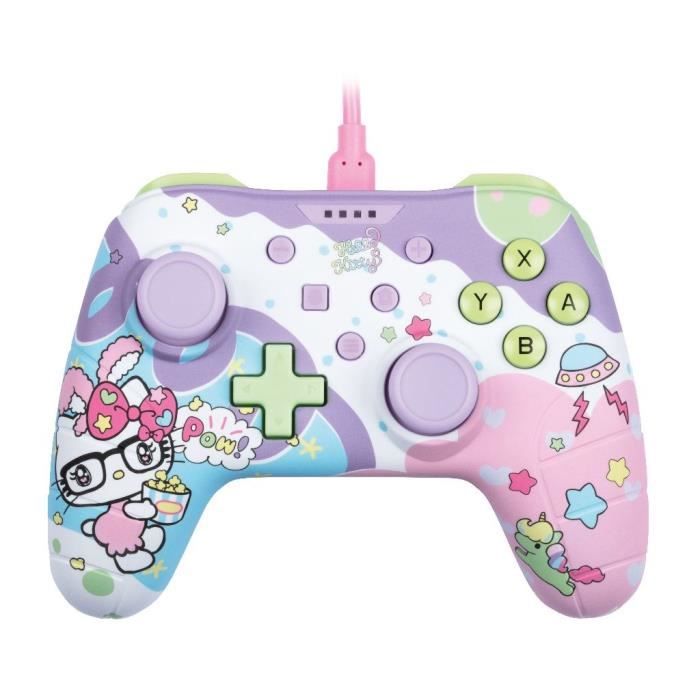 Manette filaire - KONIX - Hello Kitty - Nintendo Switch, Switch OLED et PC - Fonction vibration - Câble 3 m - Violet et rose