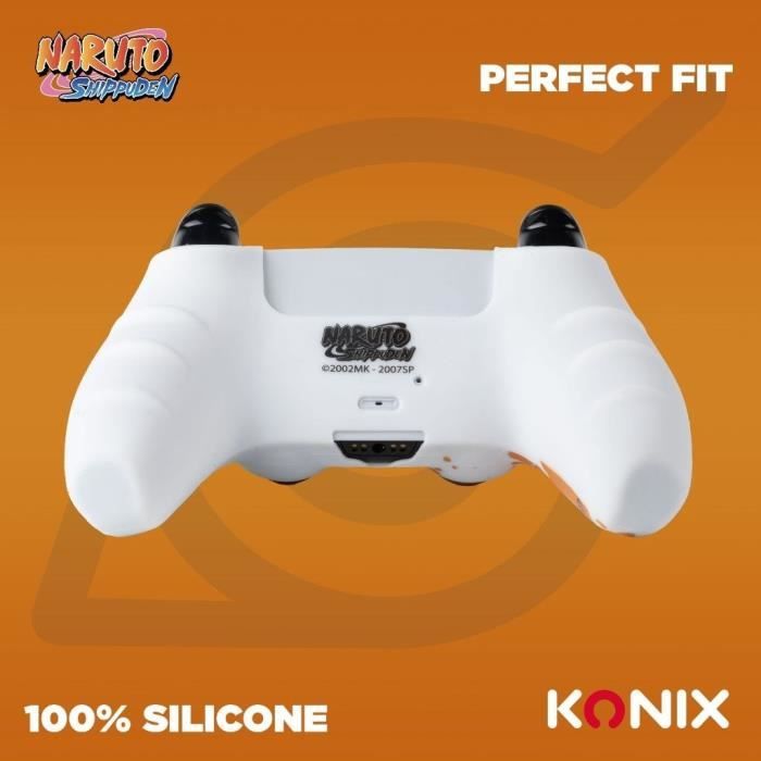 Coque de Protection - KONIX - Pour manette DualSense PS5 - Silicone - Appuie-Pouces - Motif Konoha et Naruto - Blanc