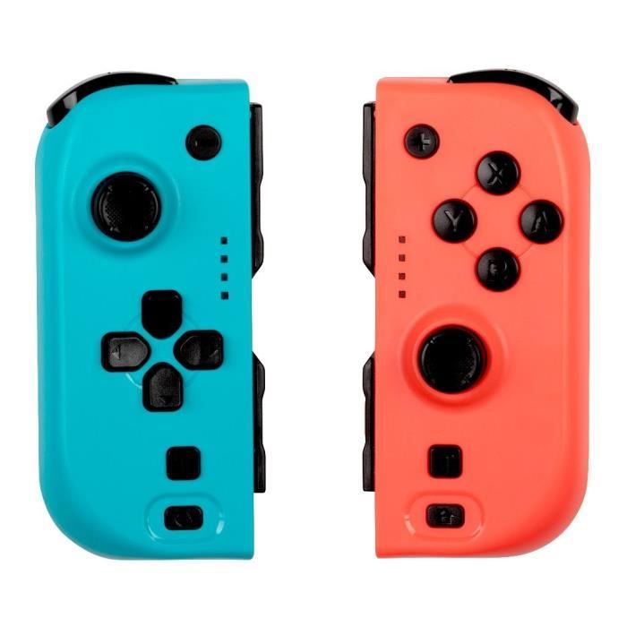 Manettes Joypads - Nintendo Switch et Switch OLED - KONIX - Autonomie 8 h - Fonction vibration - Bleu et rouge