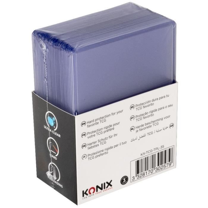 Protege-cartes - KONIX - Hard Sleeves - 25 pochettes - Compatible Magic The Gathering, Pokémon - Transparent
