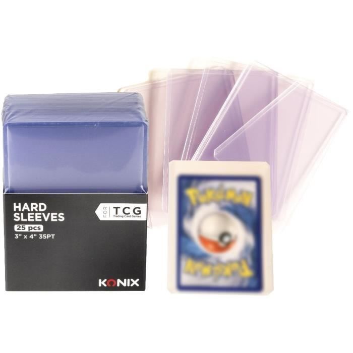 Protege-cartes - KONIX - Hard Sleeves - 25 pochettes - Compatible Magic The Gathering, Pokémon - Transparent