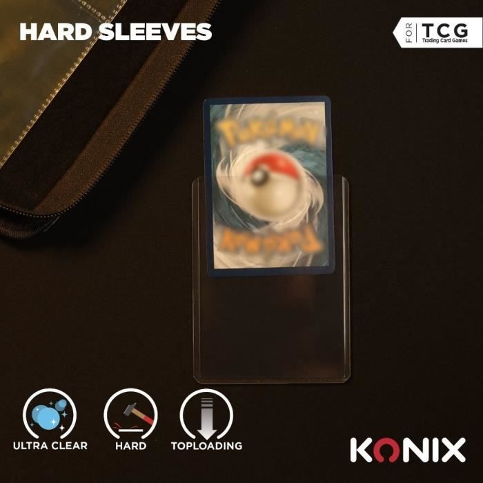 Protege-cartes - KONIX - Hard Sleeves - 25 pochettes - Compatible Magic The Gathering, Pokémon - Transparent