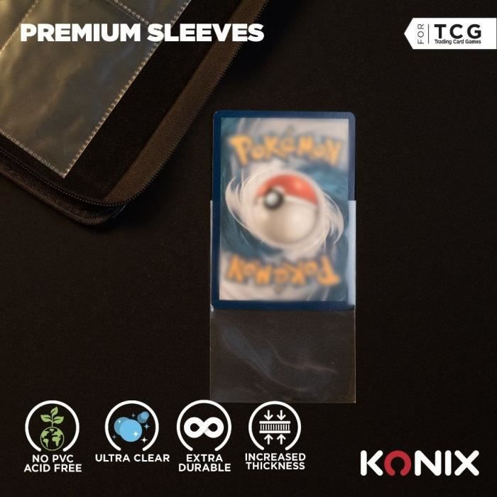 Protege-cartes - KONIX - Premium Sleeves - 100 pochettes - Compatible Magic The Gathering, Pokémon - Transparent