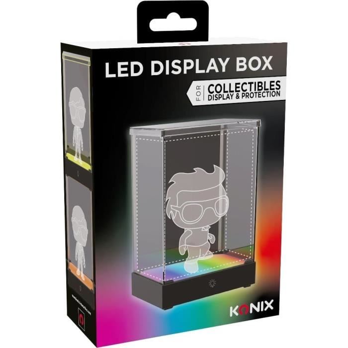 Vitrine LED Display Box pour figurine - KONIX - Compatible Funko Pop / Banpresto Qposket - Éclairage RVB - Câble USB