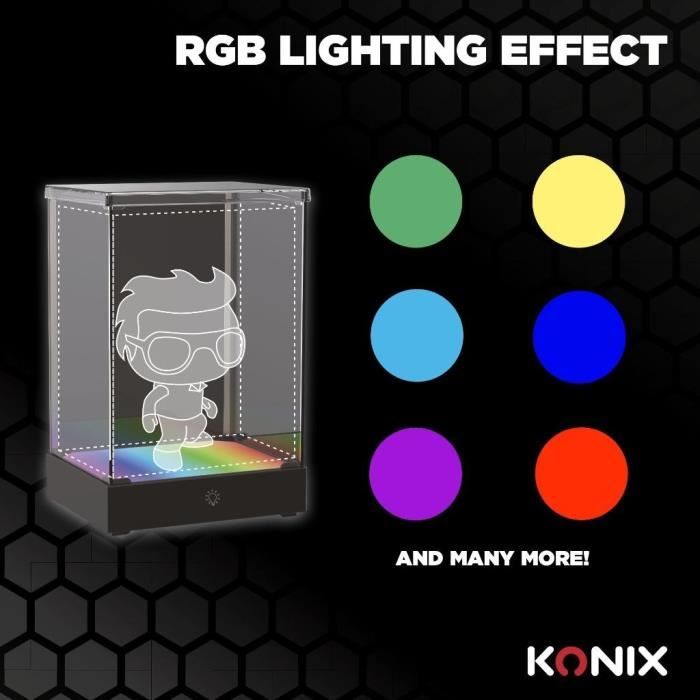 Vitrine LED Display Box pour figurine - KONIX - Compatible Funko Pop / Banpresto Qposket - Éclairage RVB - Câble USB