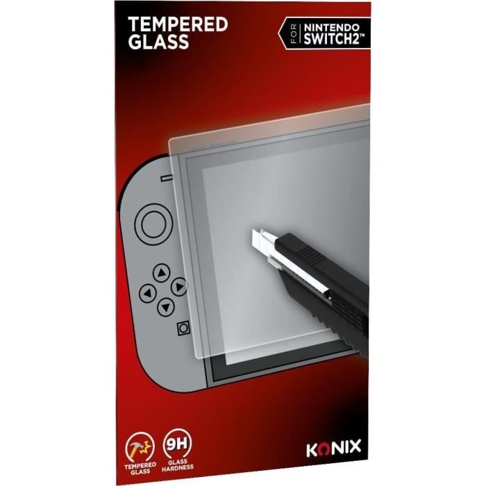 Protection d'écran verre trempé - KONIX - Nintendo Switch 2 - Anti-bulle - Anti-rayures - Indice de dureté 9H - 100 % transparent