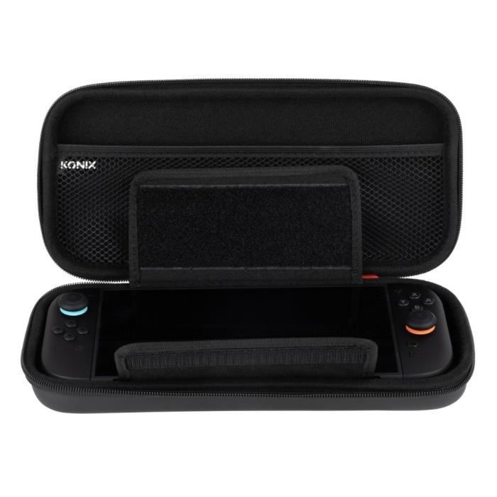 Housse de protection et transport - KONIX - Console Nintendo Switch 2 - Filet rangement accessoires - 8 compartiments jeux - Noir