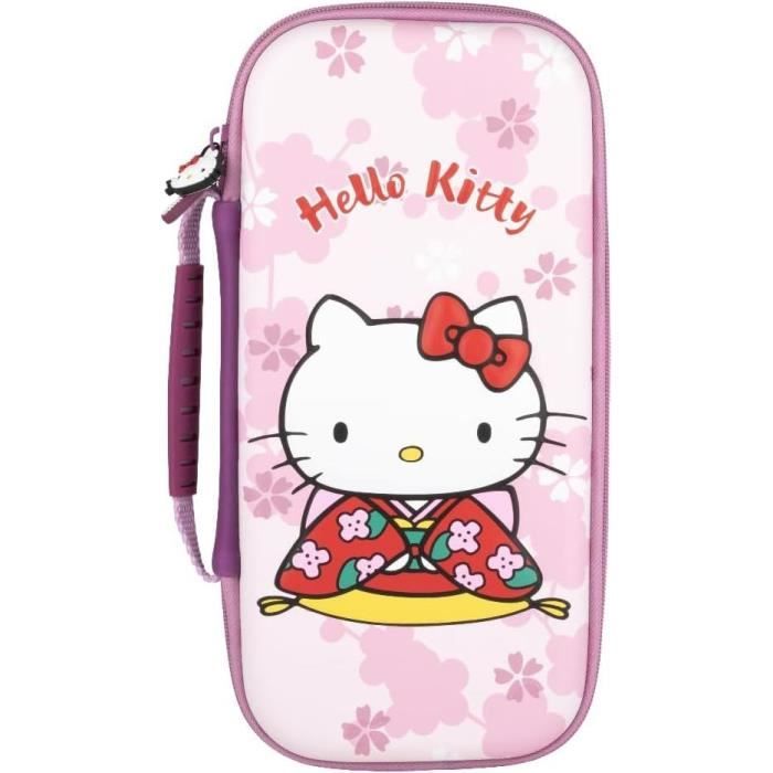 Housse de protection et transport - KONIX - Hello Kitty Nintendo Switch 2 - Rangement accessoires - Motif 3D - Rose