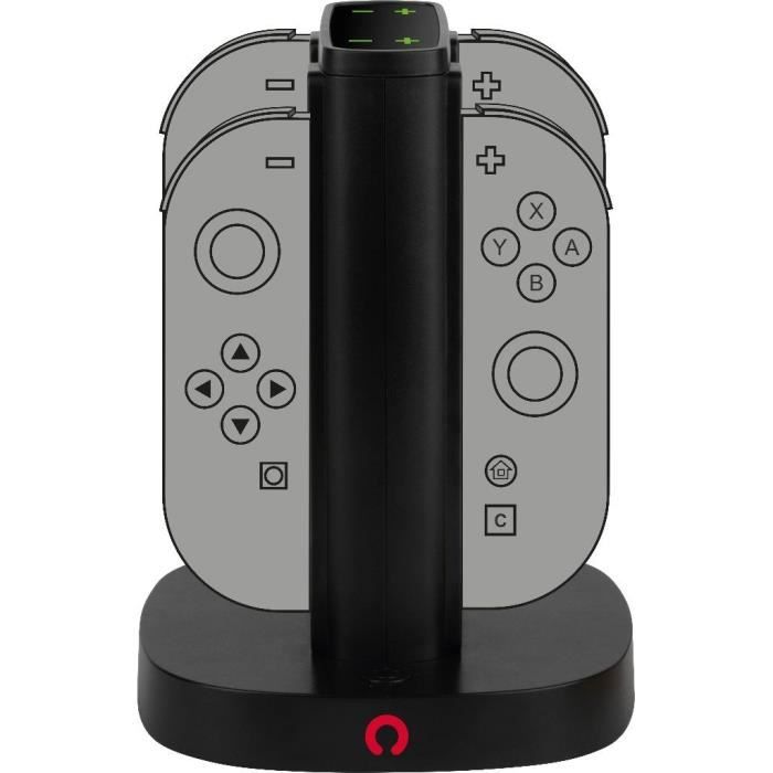 Station de rechargement - KONIX - 2 paires de manettes Joy-Con - Indicateur de charge LED - Connexion USB-A - Noir