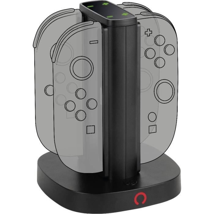 Station de rechargement - KONIX - 2 paires de manettes Joy-Con - Indicateur de charge LED - Connexion USB-A - Noir
