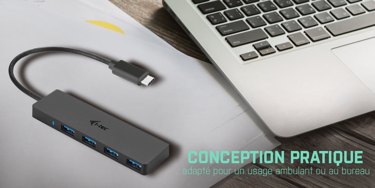 Hub USB Type C I-Tec - 4 ports USB 3.0 (Noir)