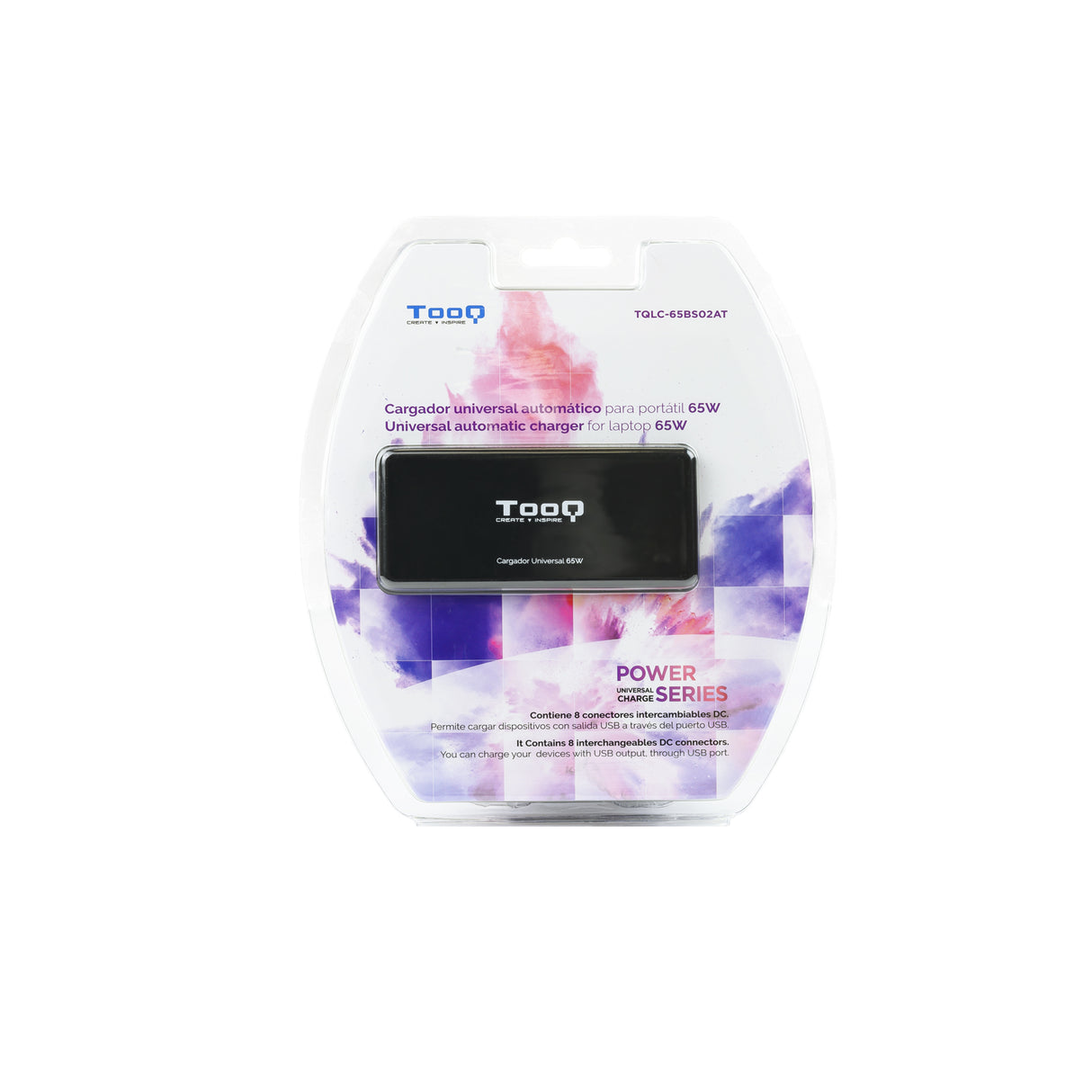 Chargeur universel TooQ 65W - 8 embouts (Noir)