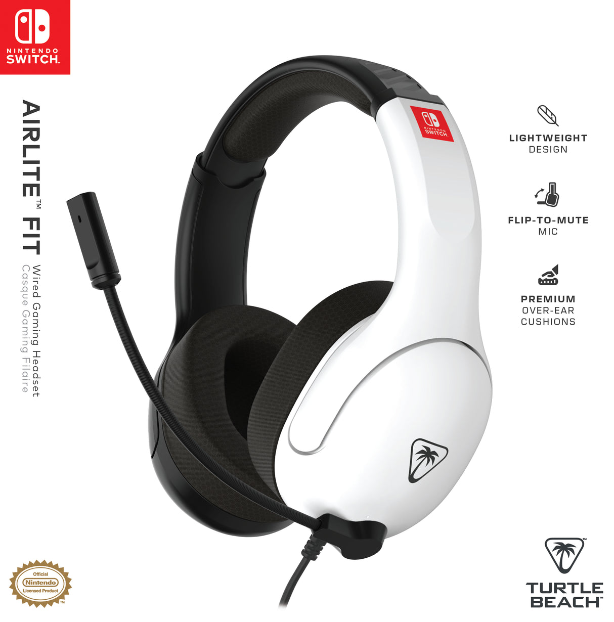 Casque Gaming filaire - TURTLE BEACH - Nintendo Switch - Airlite Fit - Noir et Blanc