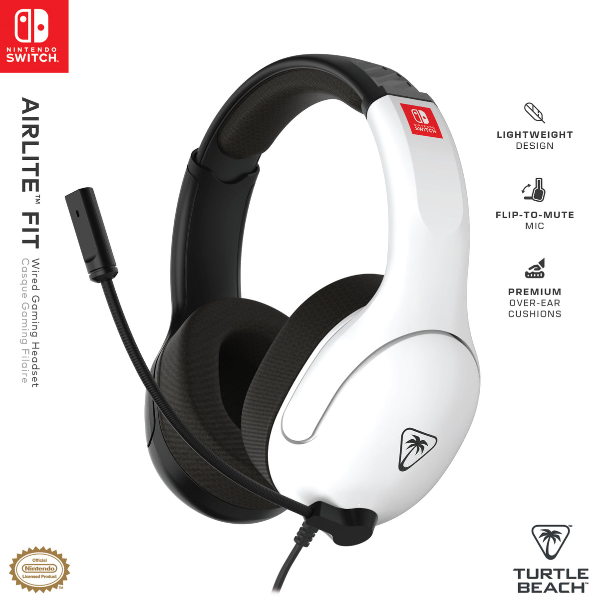 Casque Gaming filaire - TURTLE BEACH - Nintendo Switch - Airlite Fit - Noir et Blanc