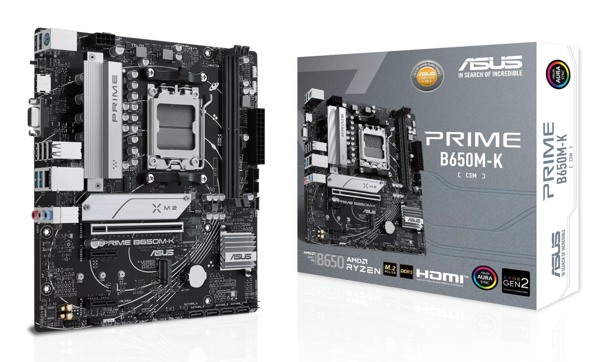 Carte mere - ASUS - PRIME B650M-K - AMD B650 - Emplacement AM5 micro ATX