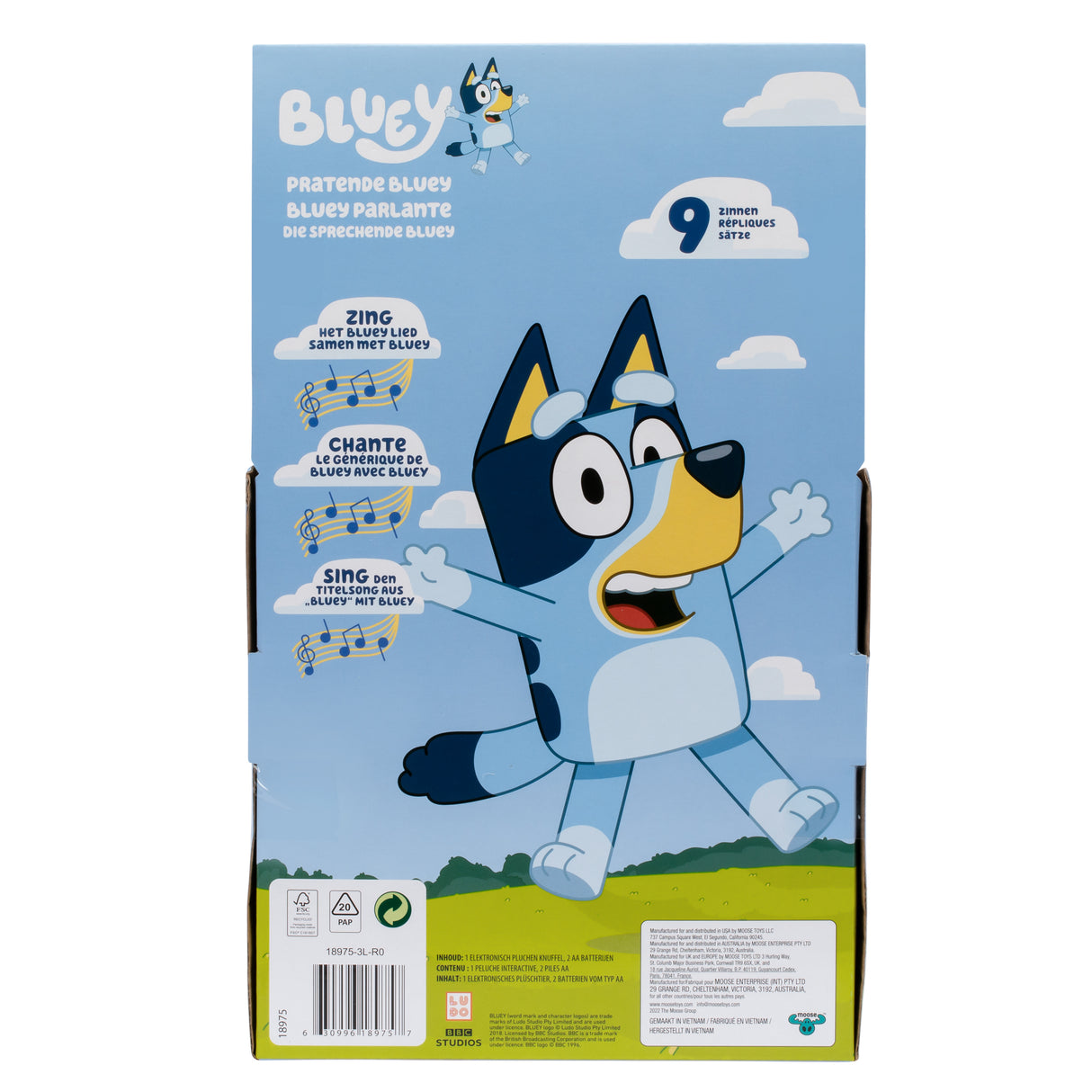 Peluche parlante - BLUEY - Bluey - 33 cm - Voix officielle - Musique du générique