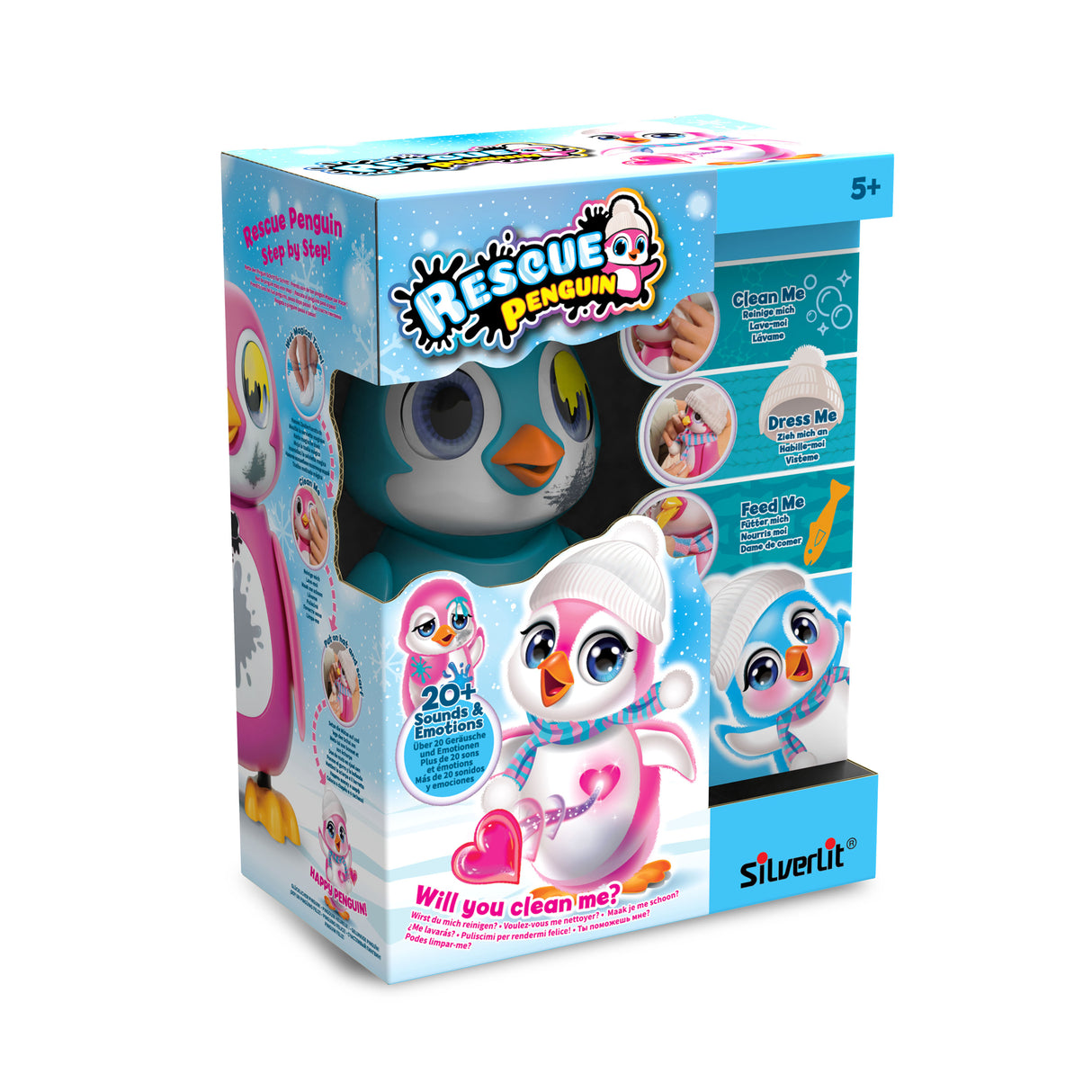 Pingouin interactif bleu - SILVERLIT - RESCUE PENGUIN - 20 émotions - Pack unboxing inclus