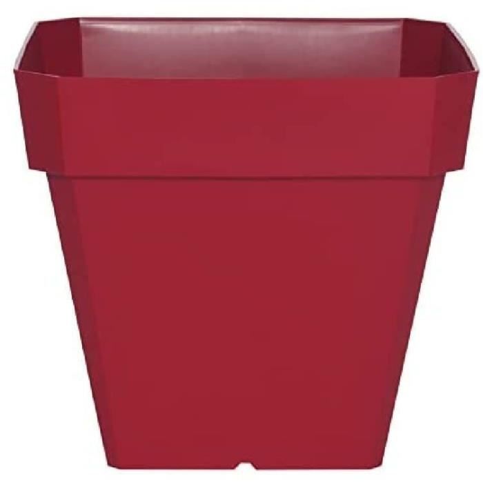 Pot de fleurs carré - RIVIERA - Soleilla - Plastique - 49 x 49 x H 50 cm - 65 L - Rouge