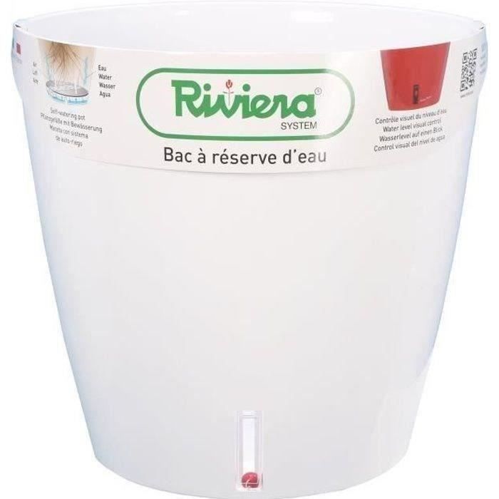 Pot de fleurs rond - RIVIERA - Eva New - Plastique - Ø 30 x H 27,5 cm - 14,5 L - Blanc