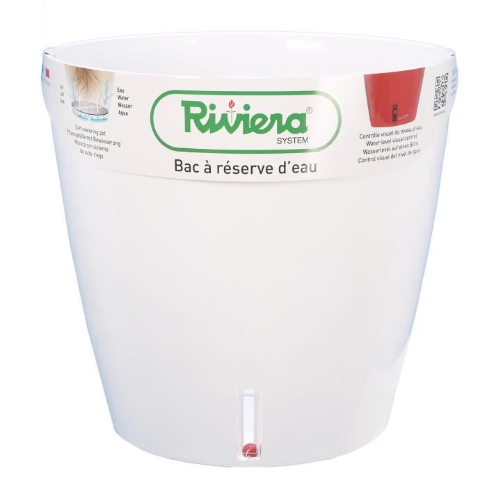 Pot de fleurs rond - RIVIERA - Eva New - Plastique - Ø 30 x H 27,5 cm - 14,5 L - Blanc
