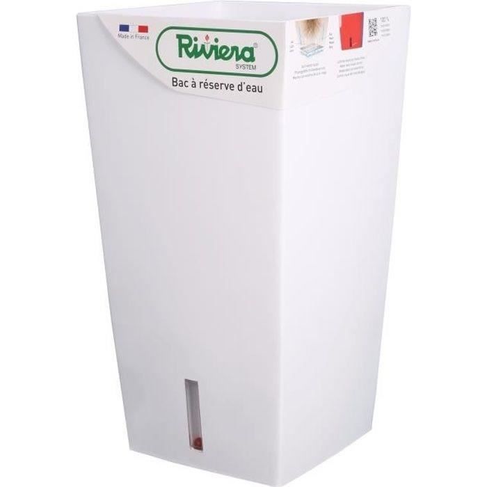 Pot de fleurs carré - RIVIERA - Eva New en plastique - 28 x 28 x H 52 cm - 31 L - Blanc