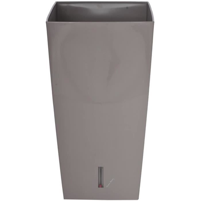 Pot de fleurs carré - RIVIERA - Eva New - Plastique - 28 x 28 x H 52 cm - 31 L - Taupe