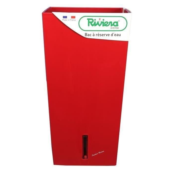 Pot de fleurs carré - RIVIERA - Eva New - Plastique - 37 x 37 x H 68,5 cm - 69 L - Rouge