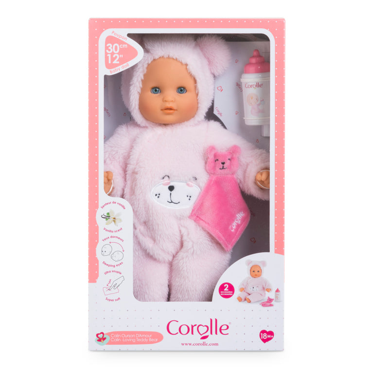Mon Premier Poupon COROLLE - Bébé Calin Ourson d'Amour - 30 cm - 2 accessoires - senteur de vanille - des 18 mois