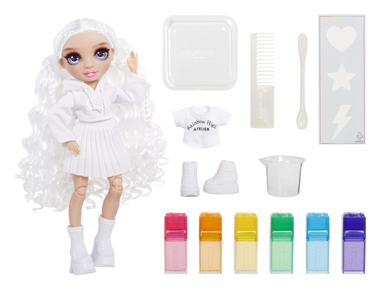 Rainbow High - Water Color - 1 poupée mannequin (Violet) de 27cm - 2 tenues et accessoires a personnaliser - Colore tes cheveux