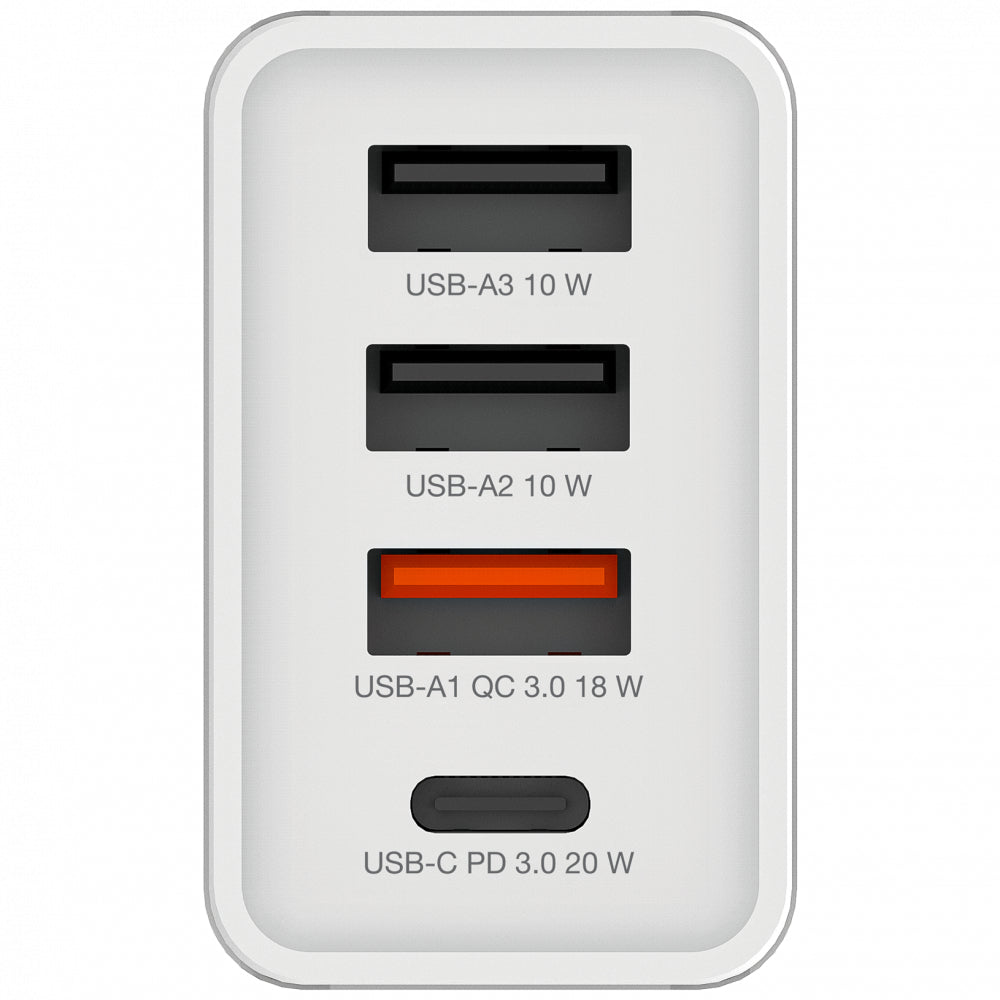 Chargeur secteur Verbatim GaN 3x ports USB-A + 1x port USB-C 30W (Blanc)