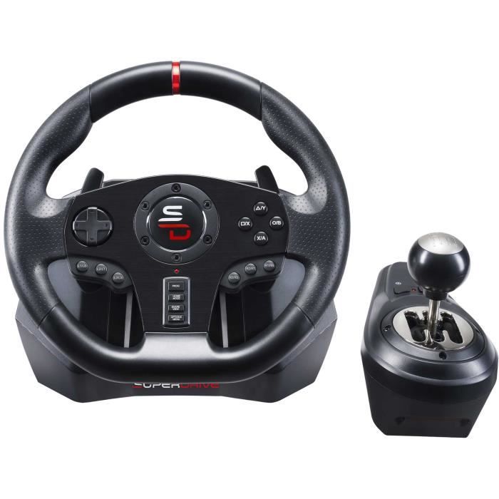 Volant de course - SUPERDRIVE - GS850-X - Levier de vitesse manuel - 3 pédales - Palettes - PS4 / Xbox