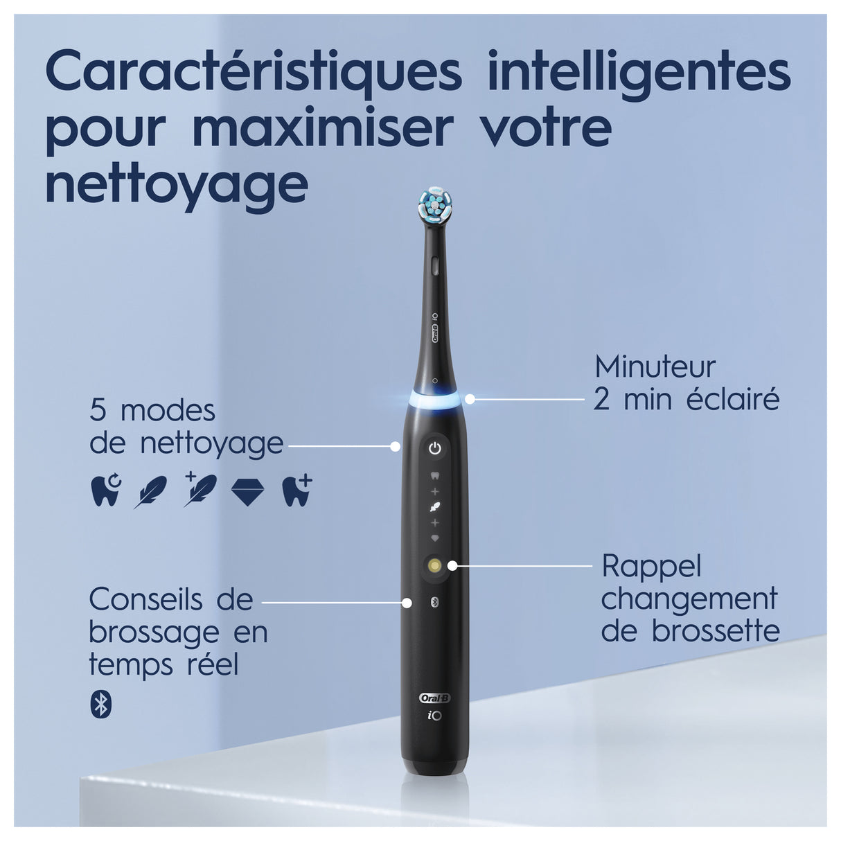 Oral-B iO 5 Lot De 2, Brosses a Dents Électriques Noire et Blanche, 2 Brossettes