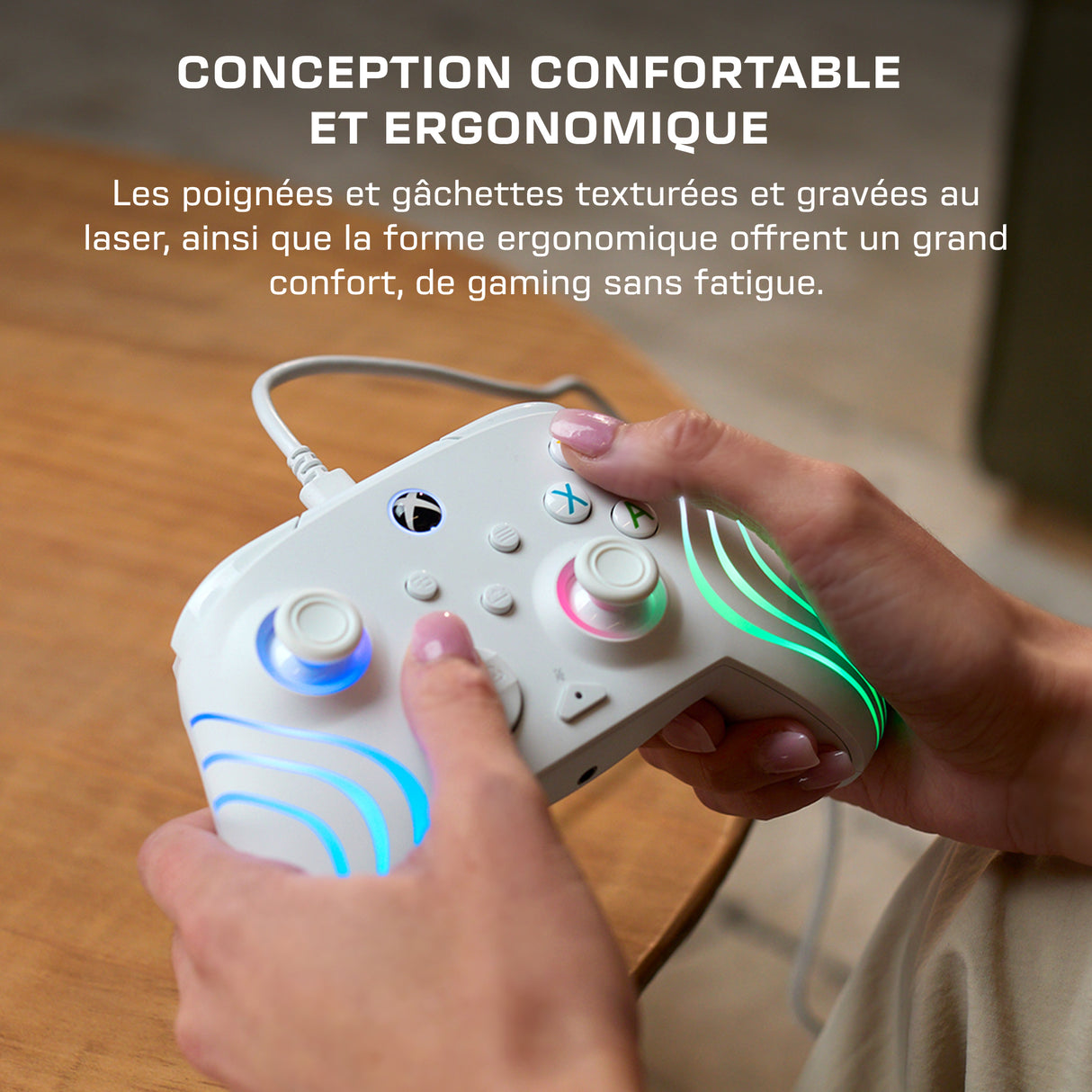 Manette de jeu - Xbox Series X|S, Xbox One et PC - Afterglow Wave - RGB - Filaire - Blanc- TURTLE BEACH