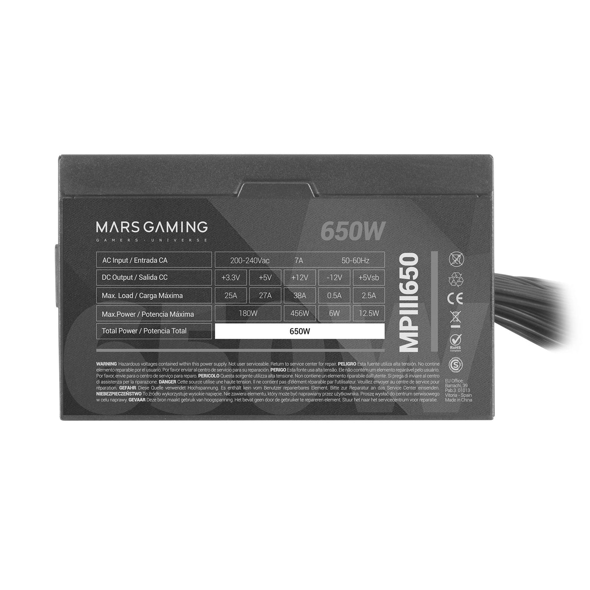 Alimentation ATX Mars Gaming MPIII - 650W (Noir/Rouge)
