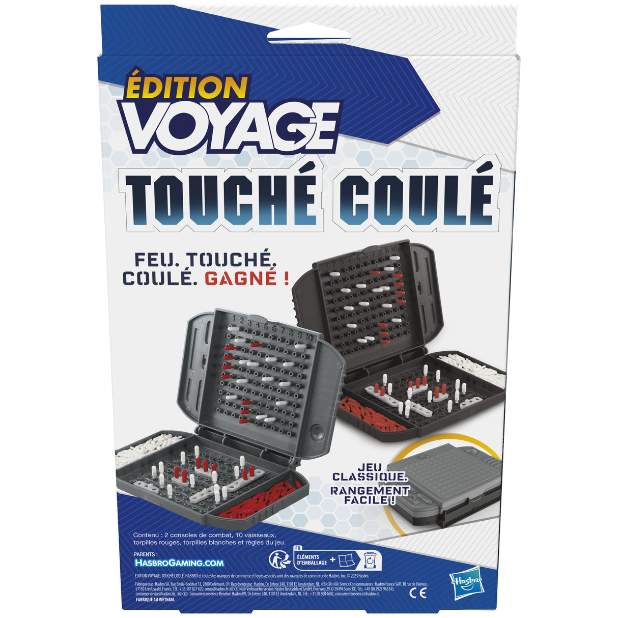 Touché coulé Voyage, jeu de société de voyage pour 2 joueurs, jeu de voyage, jeu pour enfants, Des 7 ans, Hasbro Gaming