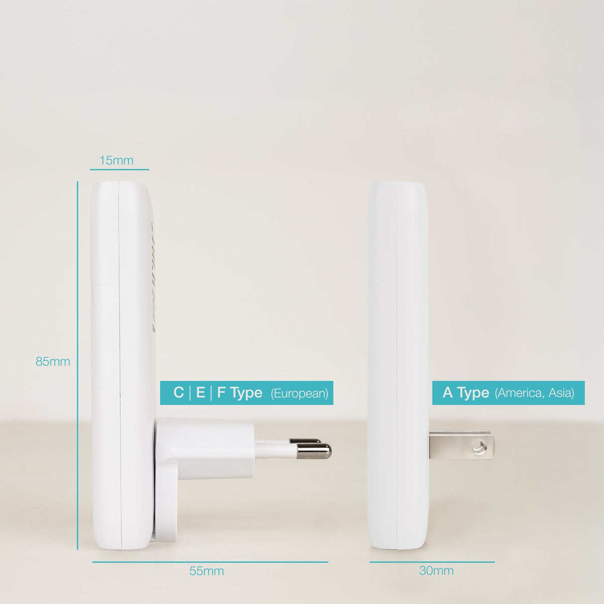 Chargeur de voyage Tooq GaN 1x USB-C + 1x USB-A 65W ( blanc)