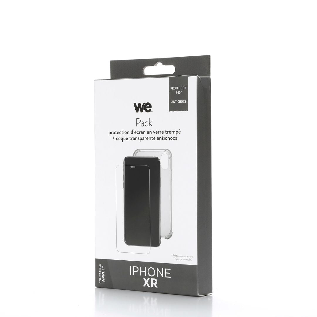 WE PACK verre trempé et coque de protection transparente IPHONE XR