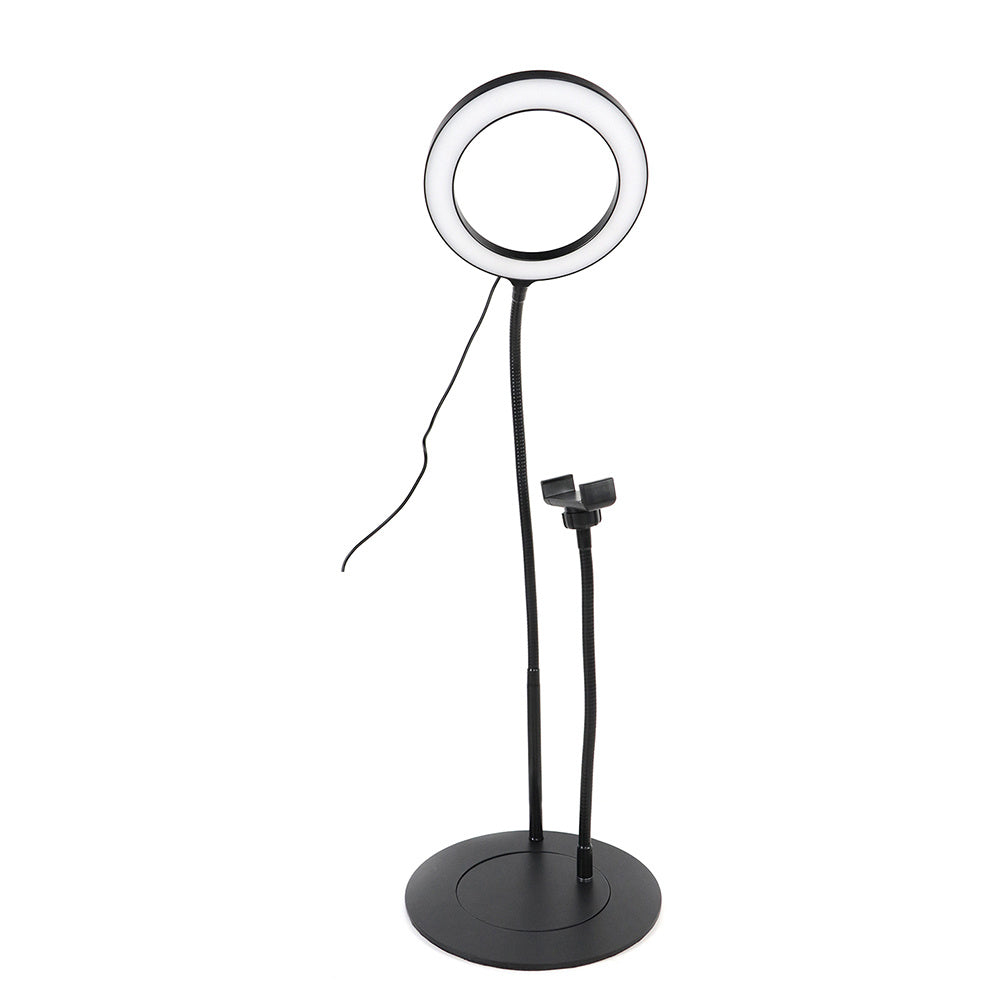 Anneau lumineux D.20 cm avec support téléphone universel sur pied métal séparabl