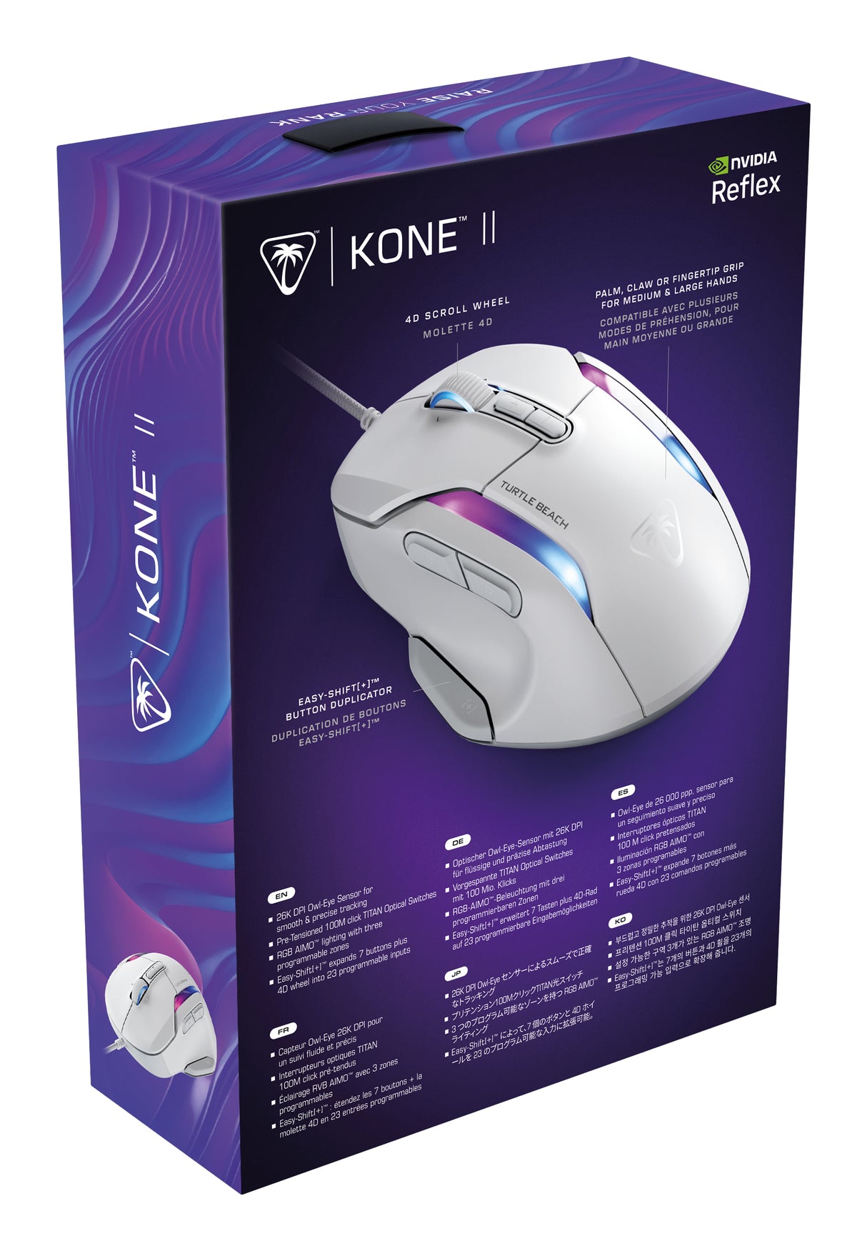 Souris gaming filaire - Turtle Beach Kone™ II - Ultra légere - Blanc, 26 000 DPI, 23 fonctions personnalisables